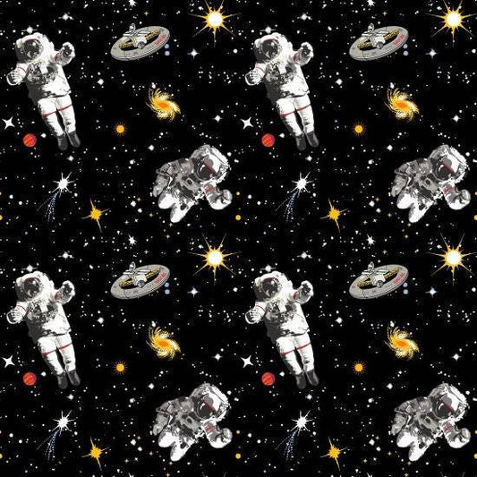 Spacewalk (Glow in the Dark) Astronauts 9028G-099 Cotton Woven