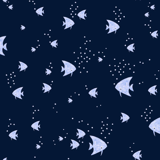 Pier Pressure Skate School Fish Navy C939-navy Cotton Woven Fabric