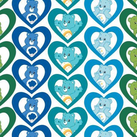 Licensed Care Bears Cool Hearts Turquoise 44010108-01 Cotton Woven Fabric