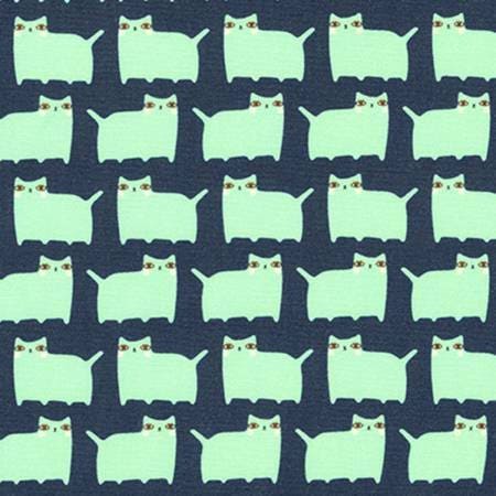 Suzy's Minis by Suzy Ultman Mini Kitty on Navy Cotton Woven Fabric