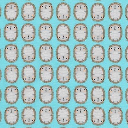 Suzy's Minis by Suzy Ultman Mini Hedgehogs on Aqua Cotton Woven Fabric