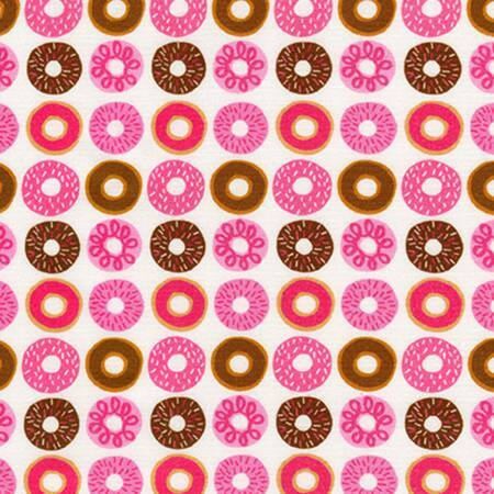 Suzy's Minis by Suzy Ultman Mini Doughnuts on Pink cotton Woven Fabric