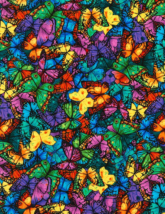 Pavilion Packed Butterflies Pavilion C6324 Bright cotton woven Fabric