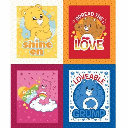 Licensed Care Bears 36" Panel Multi Block Cotton Woven Panel