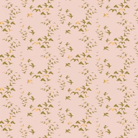 Up Up and Away Metallic Birds on Pink 29170104L-01 Cotton Woven Fabric