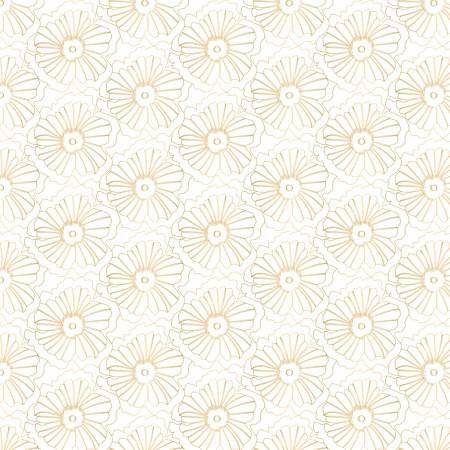 Up Up and Away Metallic Blossom on White Cotton Woven Fabric