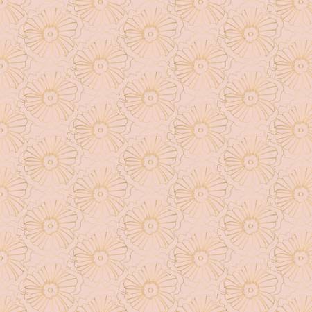 Up Up and Away Metallic Blossom on Pink Cotton Woven Fabric
