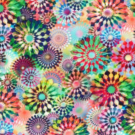 Fluttering Geometric Opal Mosaic fluttering M4242-132 Digitally Printed Cotton Woven Fabric