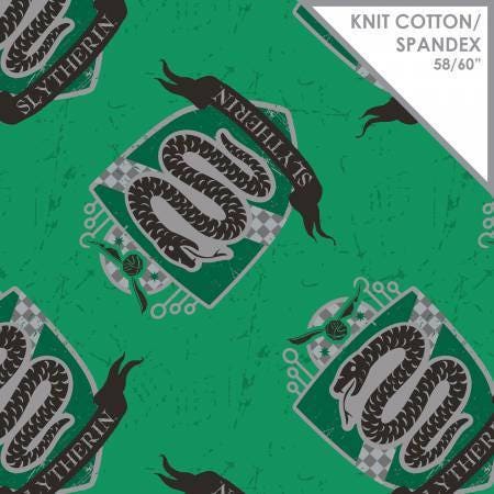 Licensed Harry Potter Slytherin Green Cotton Spandex Knit Fabric