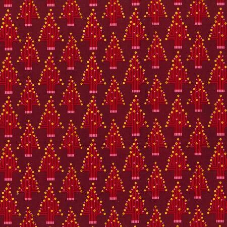 Holly Christmas Trees Cotton Woven Fabric