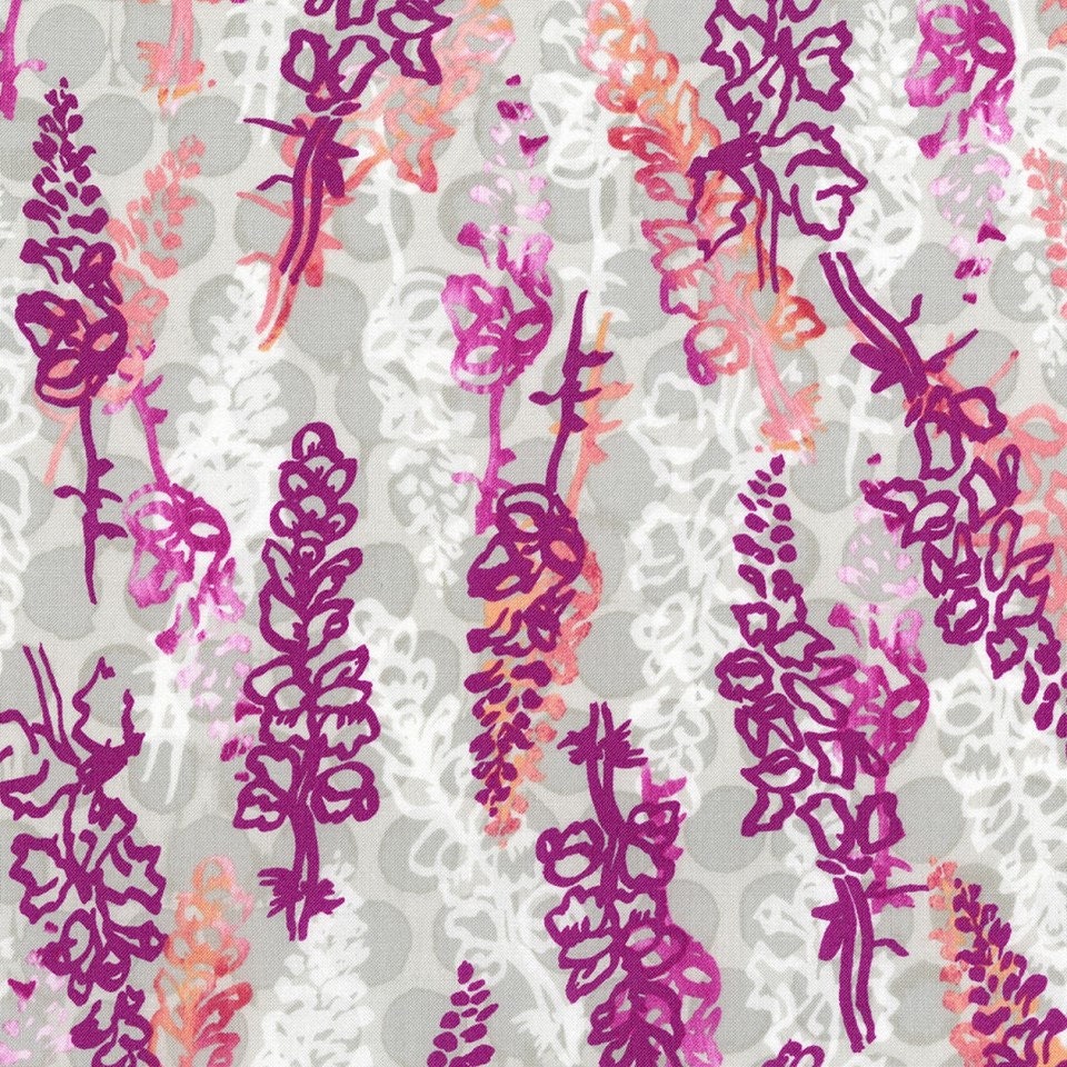 Urban Garden by Leslie Tucker Jenison Snappydragons Bougainvilla cotton woven fabric