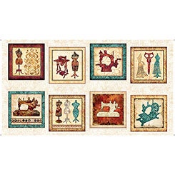 Seamless by Dan Morris 24" Panel Sewing Patches on Cream Cotton Woven Panel