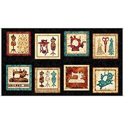 Seamless by Dan Morris 24" Panel Sewing Patches on Black Cotton Woven Panel