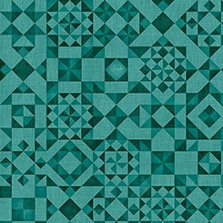 Seamless by Dan Morris Quilt Blocks Teal Cotton Woven Fabric