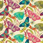 Butterfly Dance by Sally Kelly Cream 50233-3 Cotton Woven Fabric