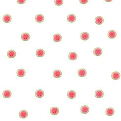 Melon Drop Licensed Santoro Gorjus Watermelon Dots on White Cotton Woven Fabric