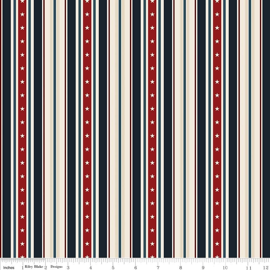 American Heritage by Dani Mogstad / Penny Rose Fabrics Stripe Navy C8034 Cotton Woven Fabric