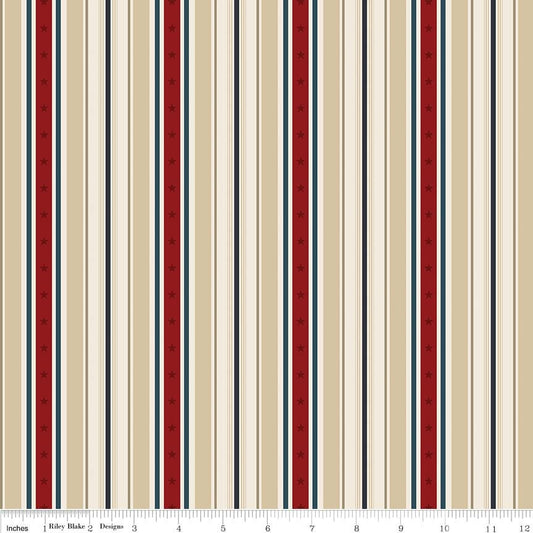 American Heritage by Dani Mogstad / Penny Rose Fabrics Stripe Tan C8034 Cotton Woven Fabric