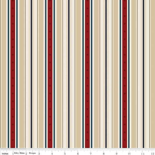 American Heritage by Dani Mogstad / Penny Rose Fabrics Stripe Tan C8034 Cotton Woven Fabric