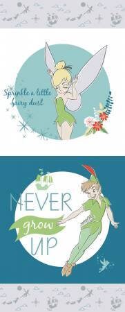 Disney's Peter Pan and Tinkerbell 18" Panel 85330102 Cotton Woven Panel