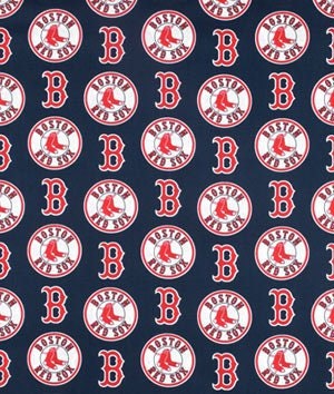 Licensed MLB Boston Red Sox on Blue Major League Baseball 60 Inches wide Cotton Woven Fabric