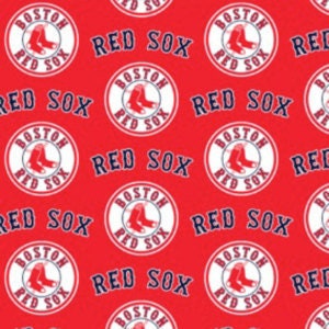 Licensed MLB Boston Red Sox on Red Major League Baseball Cotton Woven Fabric