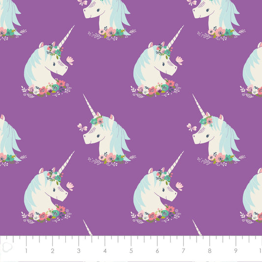 I Believe in Unicorns Unicorns in Orchid Cotton Woven