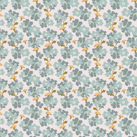 Up Up and Away Metallic Branch in Blue Cotton Woven Fabric