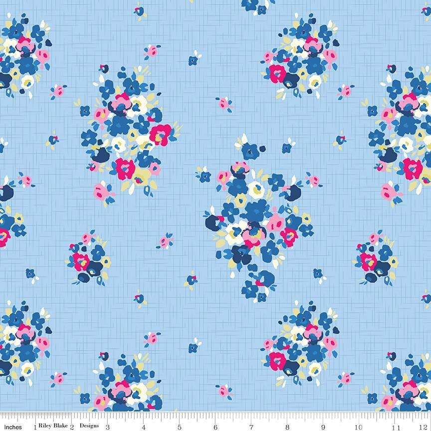 Blue Carolina by Christopher Thompson The Tattooed Quilter Main Light Blue K6590-BLUE Cotton Spandex Knit fabric