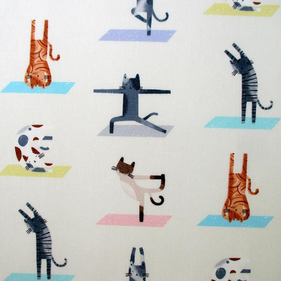 Yoga Cats on Foam FUN-C5990-FOAM Cotton Woven Fabric