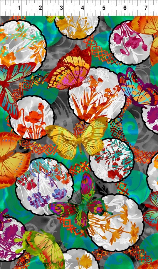 Dreamscapes by Jason Yenter Butterflies Floral Multi 3JYH-1 Cotton Woven Fabric
