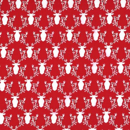 Rustic Winter Cranberry Bucks and Boughs DC7983-CRAN-D Cotton Woven Fabric