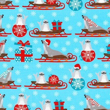 It's Chilly Outside by Laurie Wisburn Seals on Sleds AWN-17309-88 ICE Cotton Woven Fabric