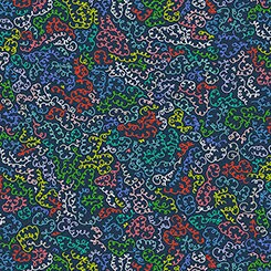 Alpaca Picnic Curly Cues on Navy Cotton Woven