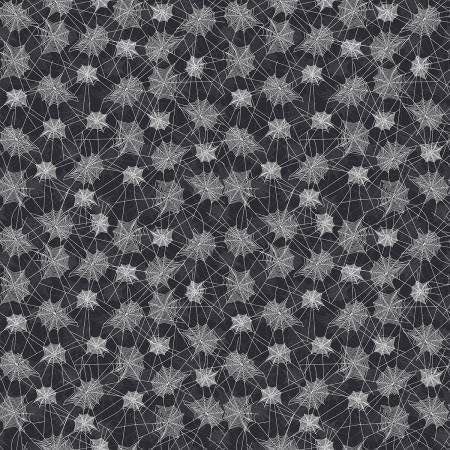 Haunted House Spider Webs on Black 7135-Black Cotton Woven Fabric