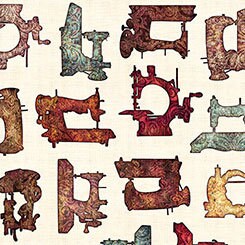 Seamless by Dan Morris Sewing Machines on Cream 26581E Cotton Woven Fabric