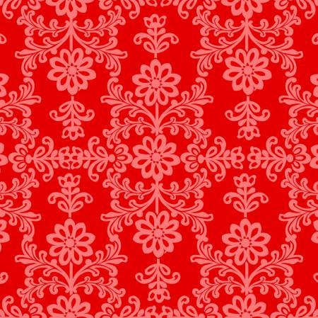 Red and Pink Frida's Damask Cotton Woven Fabric