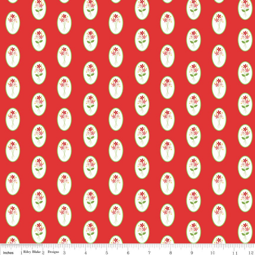 Vintage Adventure Cameo Red c7273-RED Cotton Woven Fabric