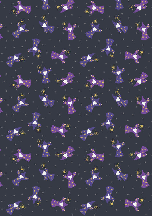 Small Things Tossed Purple Wizards with Gold Metallic SM10.3 Cotton Woven Fabric