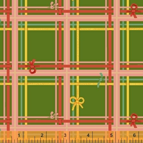 Sugar Plum by Heather Ross 50168-5 Plaid Green Cotton Woven Fabric