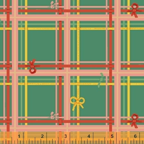 Sugar Plum by Heather Ross 50168-8 Plaid Spruce Cotton Woven Fabric
