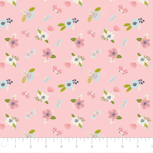 I Believe in Unicorns Flowers in Pink Cotton Woven