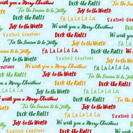 Critter Cabin Fa La La Deck The Halls Season Greetings Ice Metallic Cotton Woven Fabric