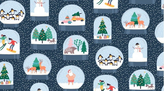 Snow Globes Christmas Cotton Woven Fabric