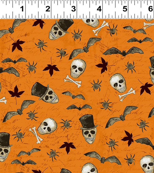 Something Wicked Wicked Motif on Orange y2427-36 Cotton Woven Fabric