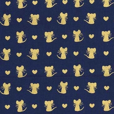 Nice Mice Glitter Crittters Navy w/Metallic CM7620-NAVY-D Cotton Woven Fabric