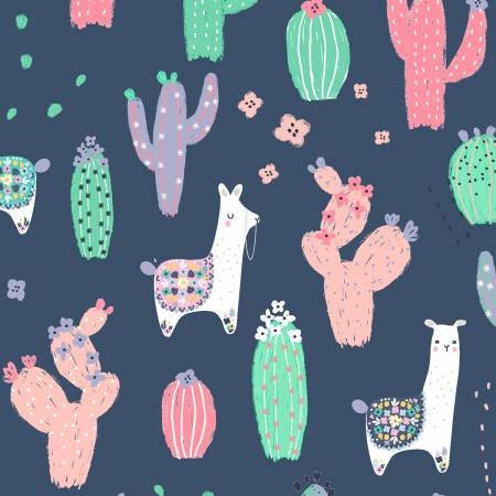 No Probllama Dutch Llama Blue DearStella-1044 Cotton Woven Fabric