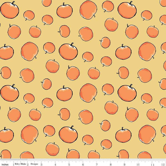 James & the Giant Peach Peaches Yellow Cotton Woven Fabric