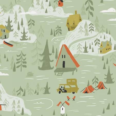 Camp Wanderer by Rae Ritchie Cabin Town Multi Cotton Woven Fabric