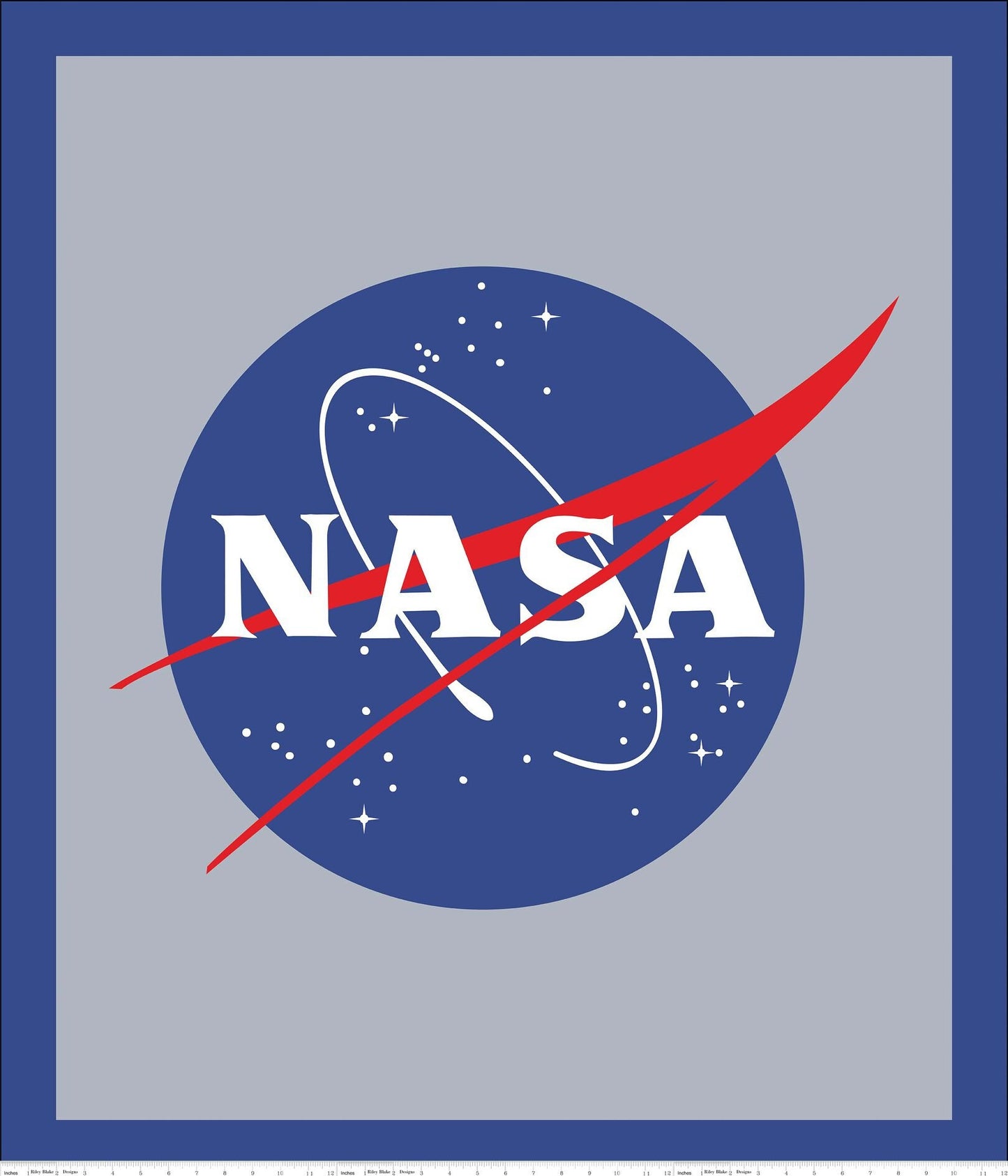 Licensed NASA Out of This World 36" Panel Logo P7806-Blue Cotton Woven Panel